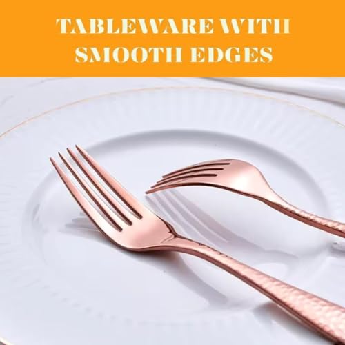 Image of Stainless Steel Dinner Forks Set, Hardened Blade Steel, Dishwasher Safe, Easy to Clean, Reusable, Food-Grade Rustproof Cutlery Set for Home & Kitchen (6 Pcs Big Fork, Rose Gold)