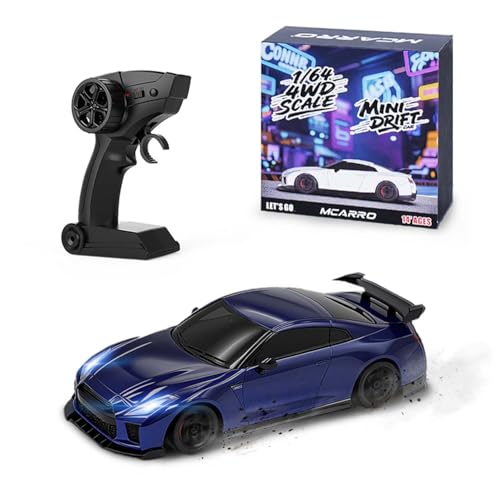 MCARRO 1/64 Scale Drift RC Car 4WD with Lights (Blue)