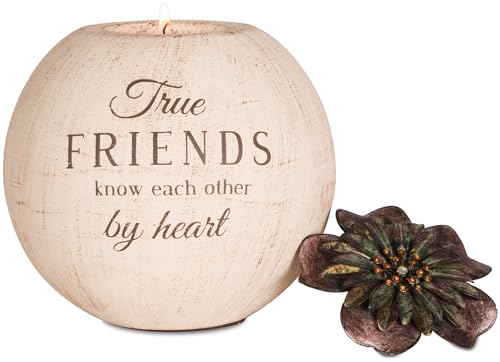 Pavilion Gift Company 19010 Light Your Way Terra Cotta Candle Holder, Friend, 5-Inch