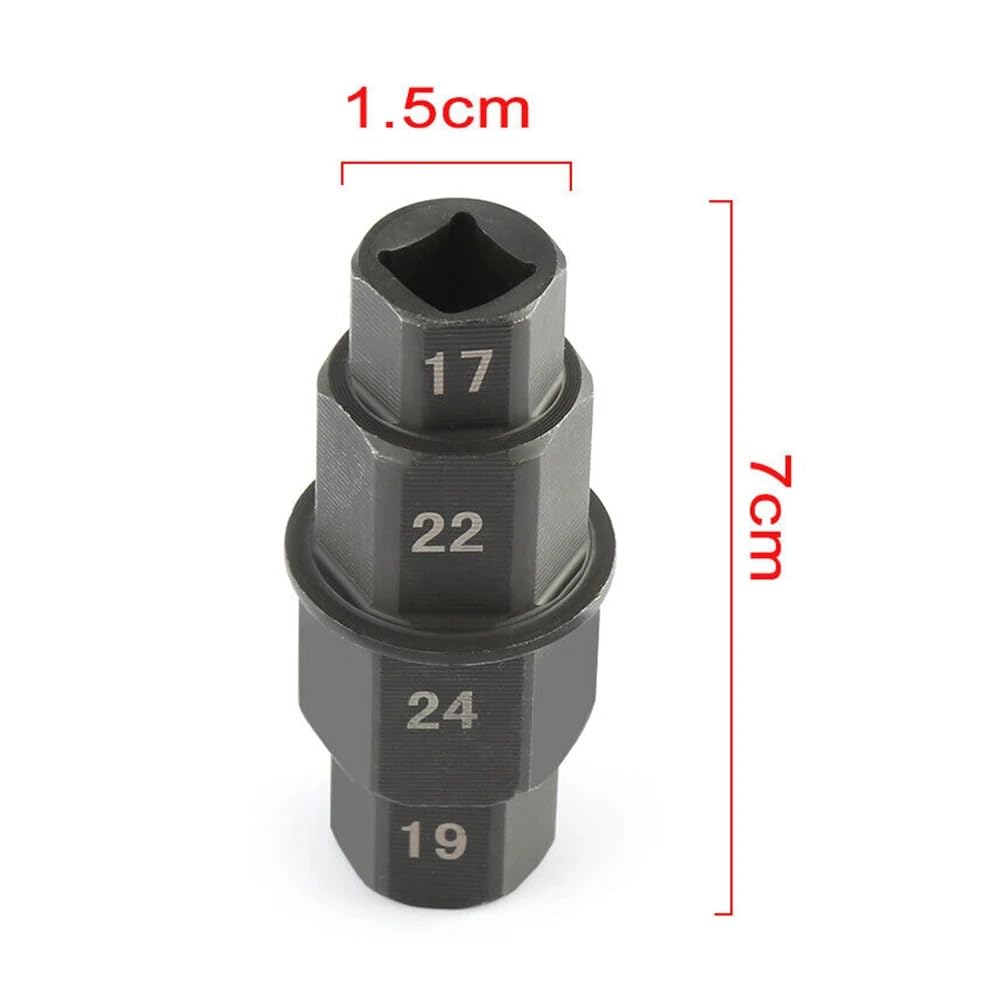 OUTLETISSIMO Clé Hexagonale Multifonction Moto – Outil Axe Roue Avant 17/19/22/24 Mm, Adaptateur Mandrin Pneu