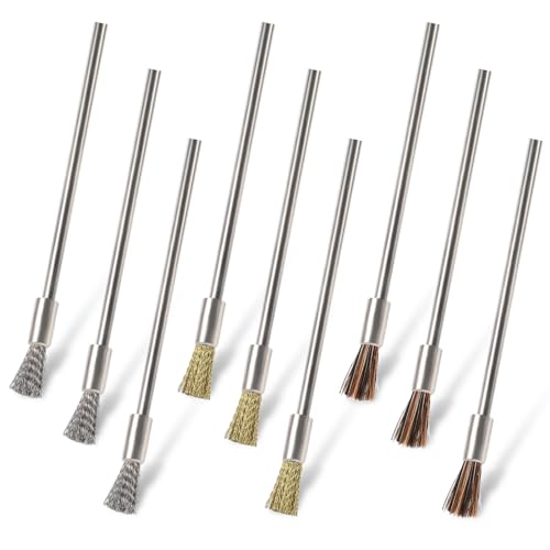 Spazzola metallica piccola, 3 mm, in acciaio inox, per trapano, 9 pezzi, per la pulizia di ruggine, corrosione e sporcizia, vernice