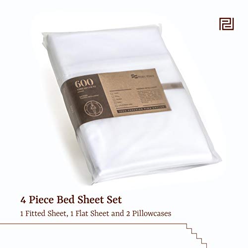 Peru Pima 600 Thread Count Temperature Regulating Sateen Sheets - 100% Peruvian Pima Cotton - Extra Soft And Lustruous Shine Sheets - Ivory Solid Color - King Size - 4 Piece Bed Sheet Set #TOP4