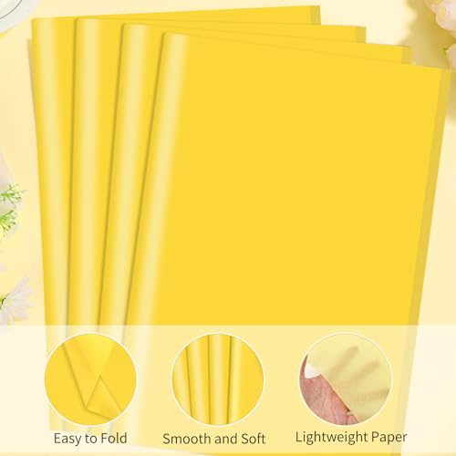 Image of woric 160 Sheets Yellow Tissue Paper Gift Bags 20 X 14 Inches Gift Tissue Paper Bulk for DIY Crafts Wrapping Sunflowers Bee Theme Birthday Party Decorations