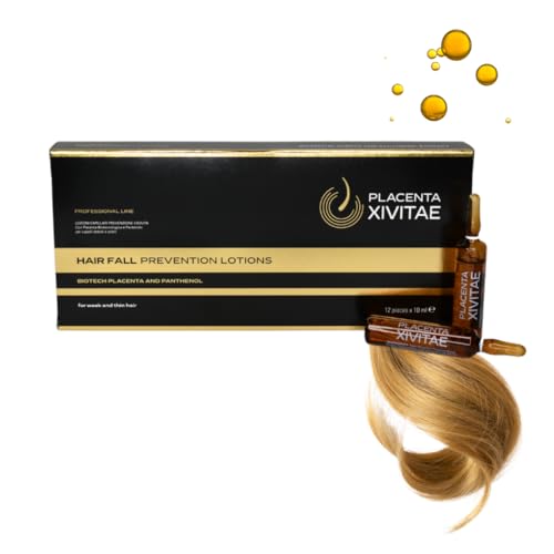 XIVITAE Placenta Hair Growth Treatment 12 x 10 ml - Nettle Ampoules for Hair Loss and Follicles Regrowth - Placenta Serum Enriched with Panthenol and Eucalyptus - Soothing Scalp Treatment