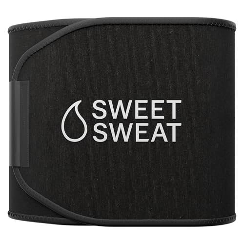 Sports Research Sweet Sweat Waist Trimmer 'Xtra-Coverage' Belt | Premium Waist Trainer with more Torso Coverage for a Better Sweat! (Small) Black