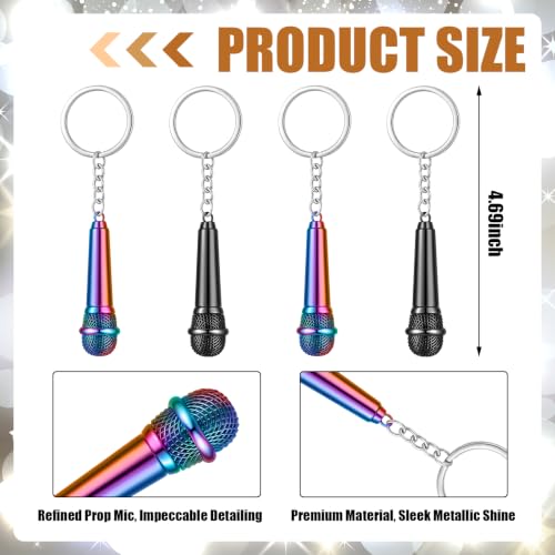 Image of Sureio Mini Microphone Music Keychain Retro Sound Pendant Keyring Charm Microphone Music Key Chain for Singer Gift