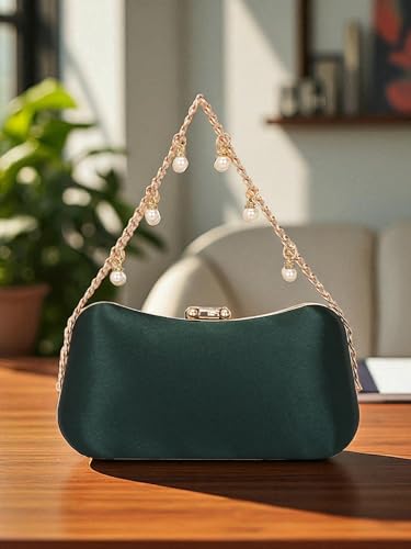 Image of TOOBA Handicraft Clutch Purse For Women with Sleek Design Embroidered Leaf Clutch| Trendy Stylish Bridal, Party, Wedding Sling Bag