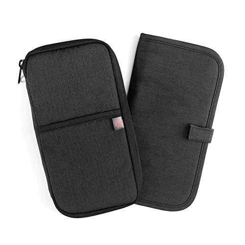 Family Passport Holder RFID Blocking - Travel Wallet Document Organizer Bag for Women Men, (Black, Large) by YIPINU