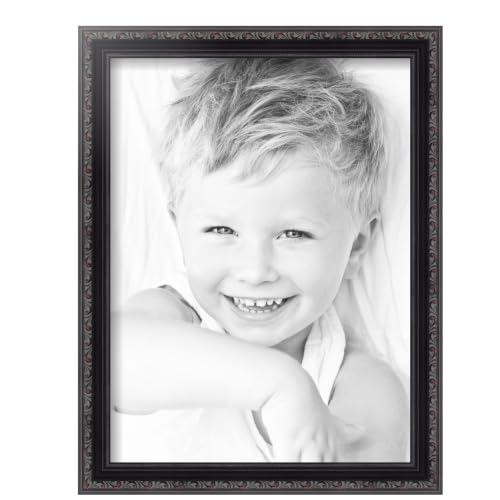 ArtToFrames 12x16 Inch Black Picture Frame, This 1.2500 Inch Custom Wood Poster Frame is Black with Beads - Comes with Foam Backing 3/16 inch and Regular Glass (FBPLD10188-12x16)