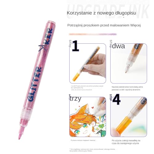Glitter Effect Brush Markers, Shimmer Ink Art Pen Feature, Coloring Marker Pack with Fine Tip Control, Vibrant Craft Drawing Tool Set, Glitter Markers with Creative Style, Art for School Home
