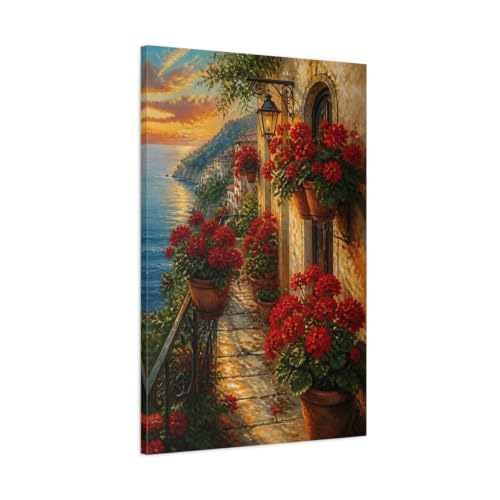 Toile mer coucher de soleil pour décoration balcon et salon chaleureux