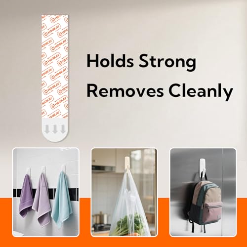 Image of hookay Upgrade Large Refill Adhesive Strips for Indoor Wall Hooks, Damage-Free Hanging, No Tools Removable Adhesive Strips for Large Decor, Living Spaces & Bathroom, 20 White Strips