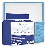 50 x Optimum Incontinence Bed Pads | 60 x 40 cm | Incontinence Bed Sheets | Disposable Mattress Protector | Self Adhesive Tabs | Absorbent Pads | (1 Pack of 50)