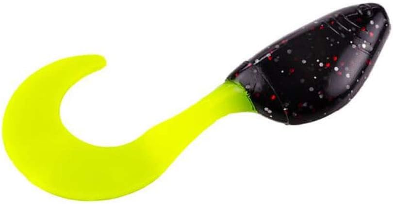 Strike King Mr. Crappie Shadpole Curlytail, 2 inches, Tuxedo Black Chartreuse
