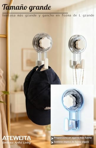 Miniatura 4 de Ateweita Colgador Toalla Baño Sin Taladro, Ganchos De Ventosa Extra Resistentes 62mm Reutilizables Para Baño, Cocina, Camping Y Coche, Ideal Para Decoración Navideña, Bathroom Towel Suction Hooks