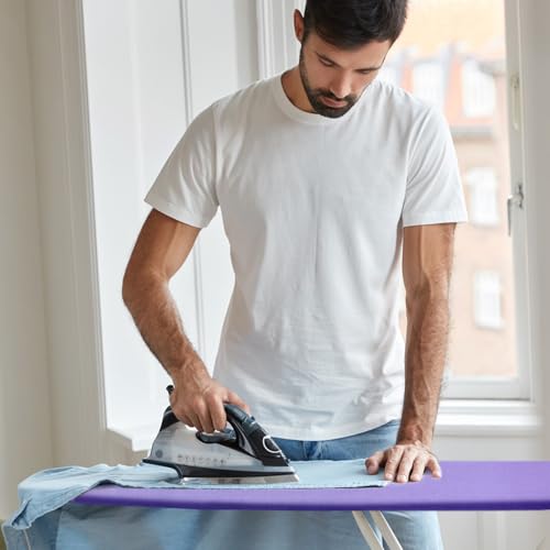 BNDX 15"x54" Ironing Board Cover for Apartments – Lavender Color with Thick Padding, 2" Elastic Edge & Dual Buckles, Scorch & Stain Resistant, Easy Installation
