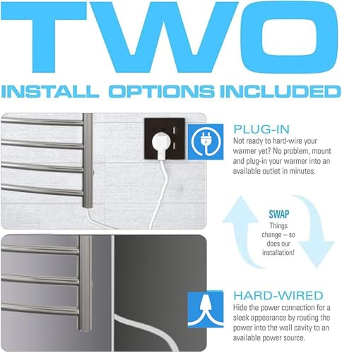Luxury 10 Bars Towel Warmer Wall Mount Electric Plug-in/Hardwired Heated Towel Rack, Heated Towel Drying Rack with Timer & Temperature Multi-Level Adjustable (Mirror Polish Slivery, 10 Bars) by MEIJIELUO - Image 6