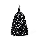 Polka Dot Backpack Y2K Retro Cute Daypack Canvas Vintage Dotted Backpack Large Lightweight Shoulder Bag Spacious Spotted 90s for Daily Outings (Black)