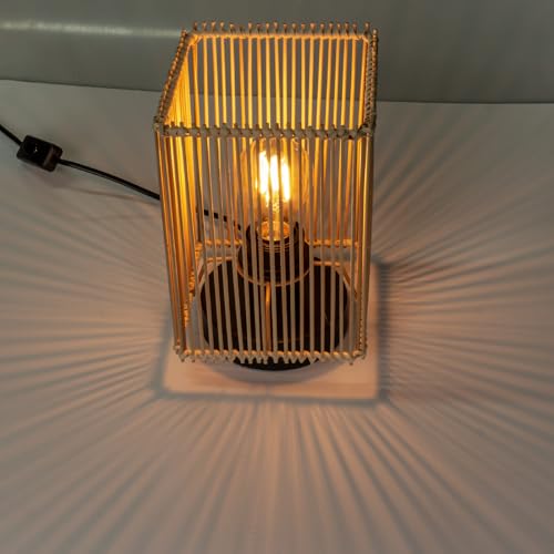 Osasy Tall Table Lamps,Boho Wicker Table Lamp with Natural Lights, Decorative Lamp for Nightstand, Living Room, Bedroom/Tabletop/Entryway (Mid Century Modern, 1)
