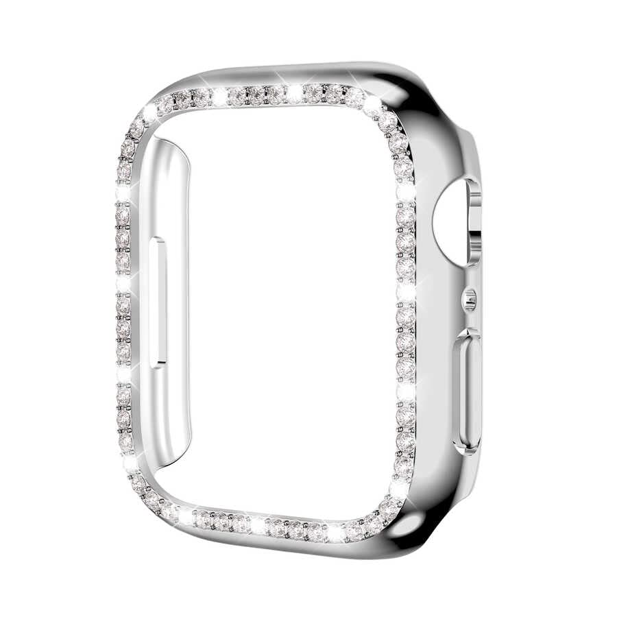 Zore Apple ile uyumlu Watch 7 45mm Watch Gard 05 Sert PC Koruyucu Gümüş