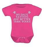 Tstars TeeStars Unisex- My Dad's Tattoos are Better Than Yours Baby Bodysuit Newborn Wow Pink
