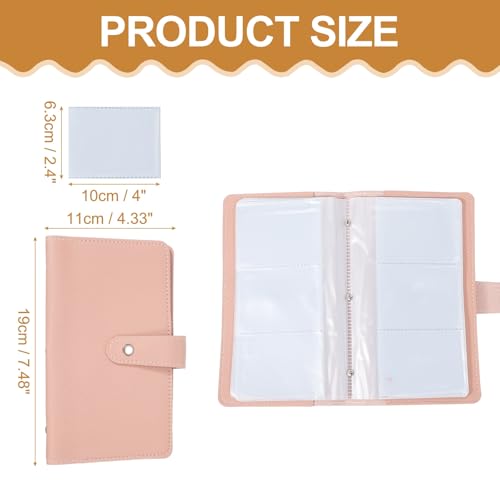 uxcell Leather Professional Credit Card Holder, 96 Slots Business Card Organizer for Men and Women, Multifunctional Credit Card Protective Case, Store Cards and Prevent Loss(Pink)2