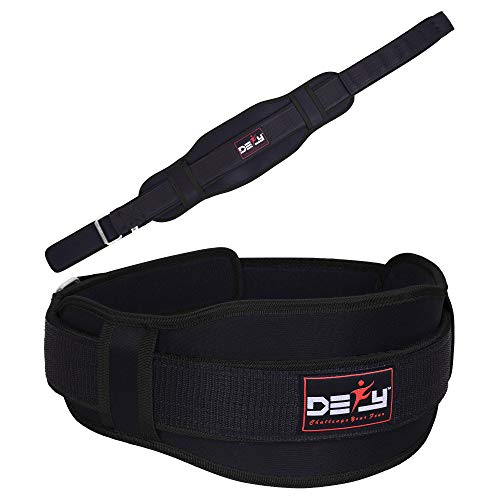 Defy Weight Lifting Belt Lumbar Support With Neoprene Double Back Belt 5 Inches Wide Gym Training Fitness Exercise Bodybuilding Firm And Comfortable With Back Injury Protection (Black, Large) #TOP28