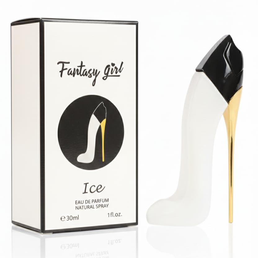 Fantasy Girl Ice Eau de Parfum for Women, 30ml - Luxury Frosted White Stiletto Heel Bottle, Long Lasting Arctic Fresh Scent with White Jasmine & Warm Amber - Elegant High Heel Shoe Perfume Gift
