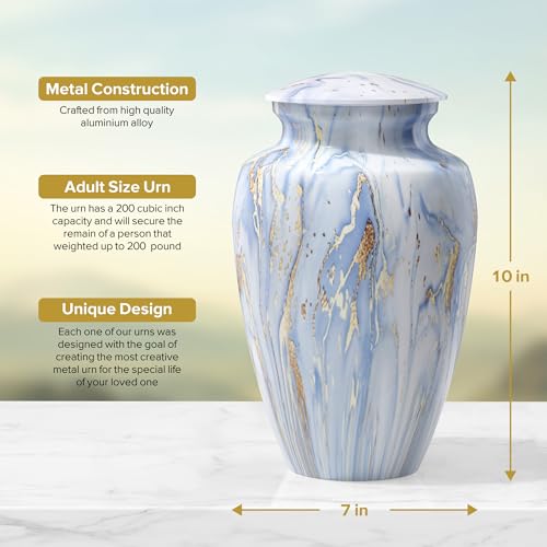 Urns for Human Ashes Adult - Urns for Adult Male & Female - Handmade - Decorative Funeral Cremation Urns for Adult Ashes with Velvet Bag - Large - Up to 200 LBS