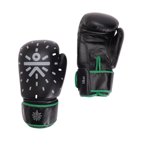 Image of Cult Boxing Gloves for Men & Women | Foam Padding | Punching Bag Gloves for Boxing, Training, Kickboxing, Muay Thai, MMA | 8 Oz Boxing Gloves | Black-Green