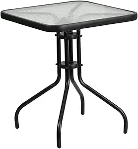 Flash Furniture Barker 23.5'' Square Tempered Glass Metal Table