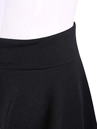 Romwe Women's Plus Size Elastic High Waist A-Line Flared Casual Mini Skater Skirt Solid Black 3Xl #TOP2