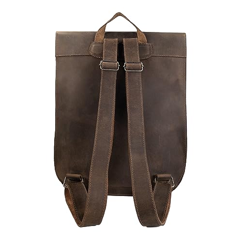 Hide & Drink, Rounded Laptop Backpack with Adjustable Straps, Portable Case, Travel Accessory, Full Grain Leather, Handmade, Bourbon Brown3