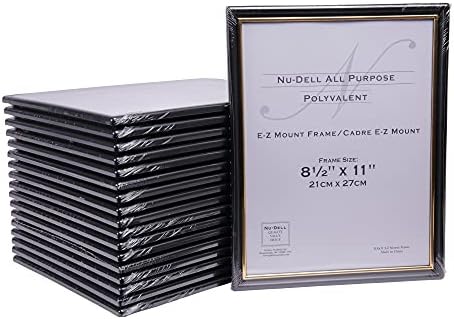Nudell (18) 8.5" x 11" Economy EZ Mount Document Frame with Plastic Face VALUE PACK, Black w/ Gold Trim,18 Pack,11818