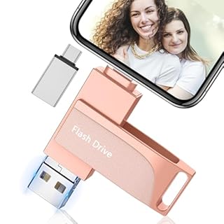 Chiavetta USB 512gb per Phone,Levida Memoria Esterna per scaricare foto,Pen Drive USB C 3.0,Photo Stick,4 in 1 USB Stick per IOS/Smartphone/Pad/Android/PC(Foto/Video/Backup Automatico),Rosa chiaro