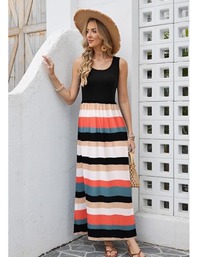 Image of Bluetime Women's Summer Boho Sleeveless Floral Print Tank Long Maxi Dress (S-3XL)