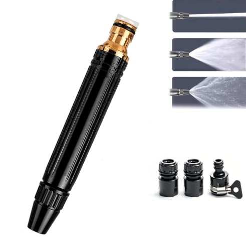 Heavy Duty Adjustable High Pressure Hose Nozzle Suitable for US water pipe sizes 8X Booster Car Wash Water Gun with Jet Mist Shower Spray, Copper Alloy Portable Power Washer for Garden Lawn Watering