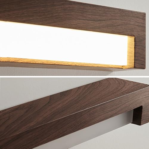 Aplique de pared rectangular de madera de nogal con tira LED de 6W 6