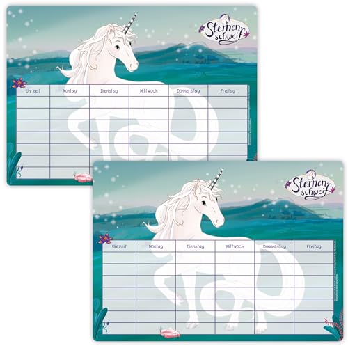 2 Stundenpläne * STERNENSCHWEIF * für die Schule oder als Planer | Größe: 30x20cm, gestanzt | Einhorn Unicorn Mädchen Kinder Geburtstag Einschulung
