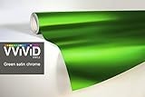 VViViD Green Satin Chrome Vinyl Wrap Stretch Conform DIY Easy to Use Air-Release Adhesive (1.5ft x 5ft)