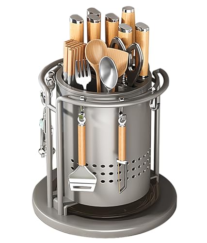 360°Rotating Knives Holder for Countertop, Utensil Holder for Kitchen, Multifunctional Cooking Utensil Crock for Kitchen Utensil Storage, Rotating Kitchen Utensil Holder