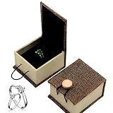 LEPGUYO Set De 2 Caja Anillo Compromiso Efecto Madera Con Botón, Caja De Regalo Robusta Para Boda Viaje San Valentín