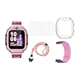 WHYNOTRY Schutzhülle und Displayschutz für imoo Watch Phone Z3, 4in1 Set Kompatibel, Schutzhülle und Displayschutz & Silikon Armband & Lanyard, Schützen Sie das Uhren-Kombinationsset (Z3-Rosa)