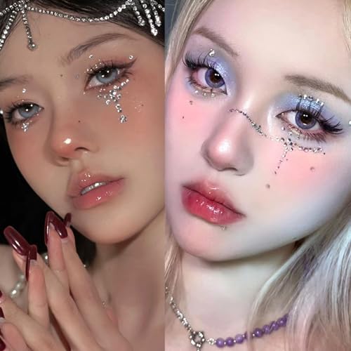 Longita Fake Piercings Fake Nose Ring Faux Septum non Piercing Lip Ring Cuff Faux Nose Stud Stick on Face Gems no Piered Eyebrow Labret Stud Clip on Belly Button Rings by Longita - Image 4
