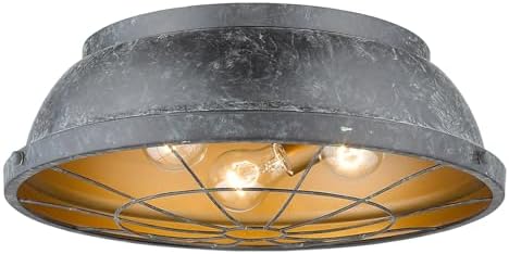 Golden Lighting 7312-FM16 BP Bartlett Flush Mount, 16.5" Dia x 5.75" H, Black Patina