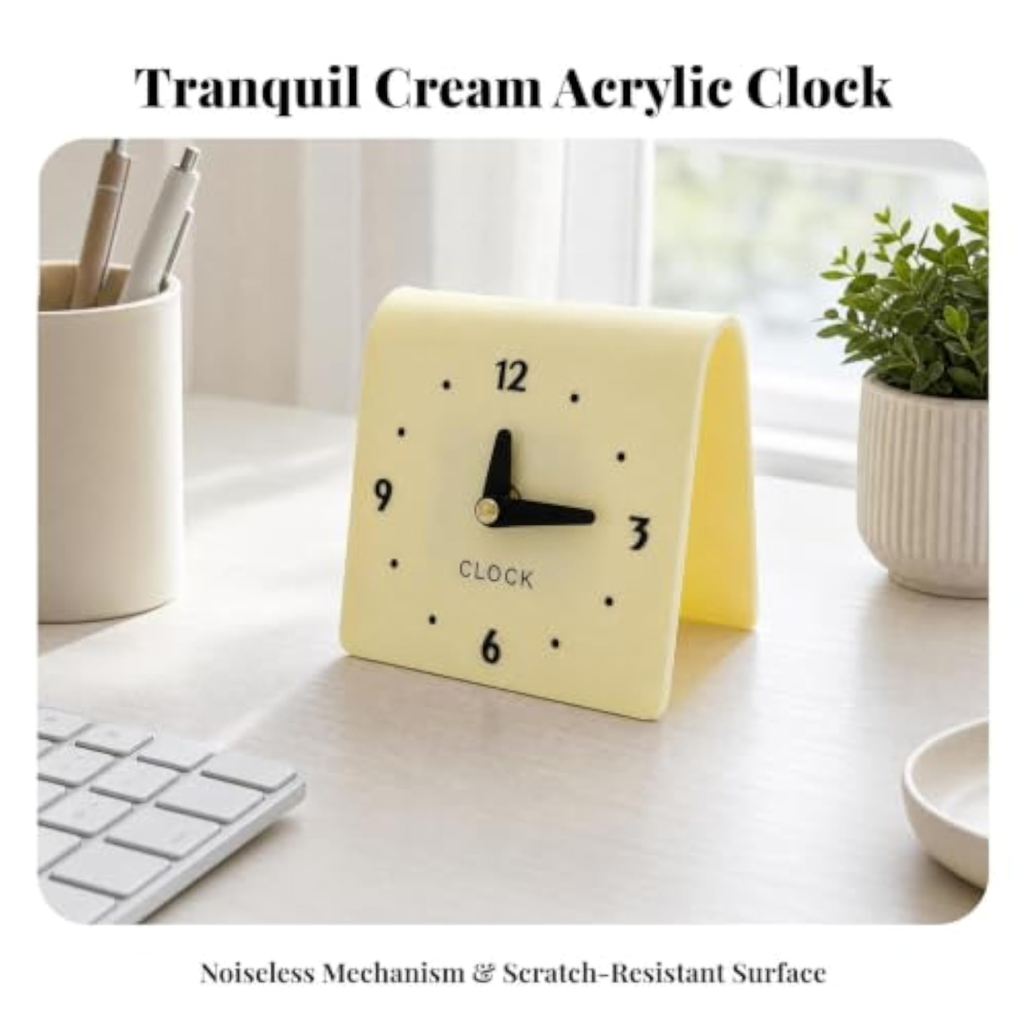 No-Ticking Freestanding Desktop Clock with Acrylic Case