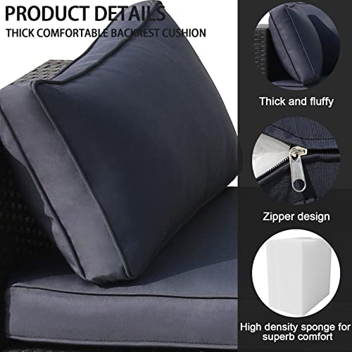 Fkslife Outdoor Furniture Replacement Cushions, Sectional Rattan Conversation Set Water-Resistant Replacement Sofa Cushions, Liner&Cover (Dark Grey, Ten Piece Set) #TOP3
