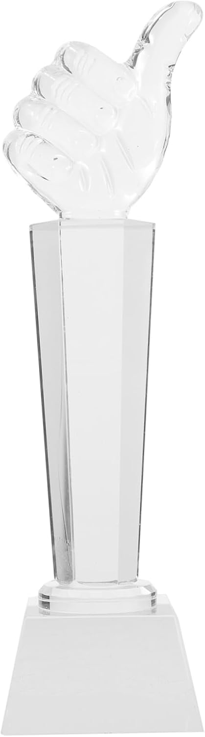 Hemoton Realistic Crystal Trophy Thimbs up Trophy for Office Decor Workers Cup
