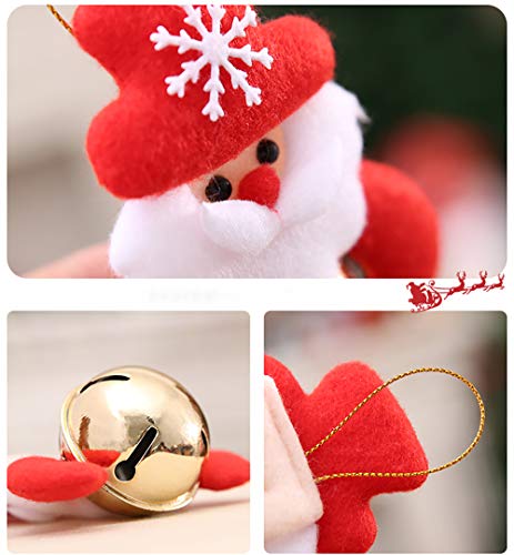 Topzea 16Pcs Christmas Bells Ornaments Pendant, Hanging Jingle Bells Ornament Felt Bulk Xmas Tree Decorations Santa Clause Snowman Reindeer Doll Elk Bear Ornaments For Christmas Tree, Door Home Decor #TOP7