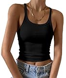 [design unique]:Crop top femme au col en U unique, coupe Slim Fit qui sculpte élégamment la silhouette ; associé à un tissu extensible pour une totale liberté de mouvement.